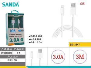 SANDA Cable de Datos iOS 3.0A de 3M para iPhone